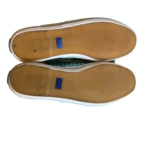 KEDS x KATE SPADE NEW YORK CHAMPION GLITTER SNEAKERS BLUE RIBBONED LACES WF61658 - Picture 15 of 17